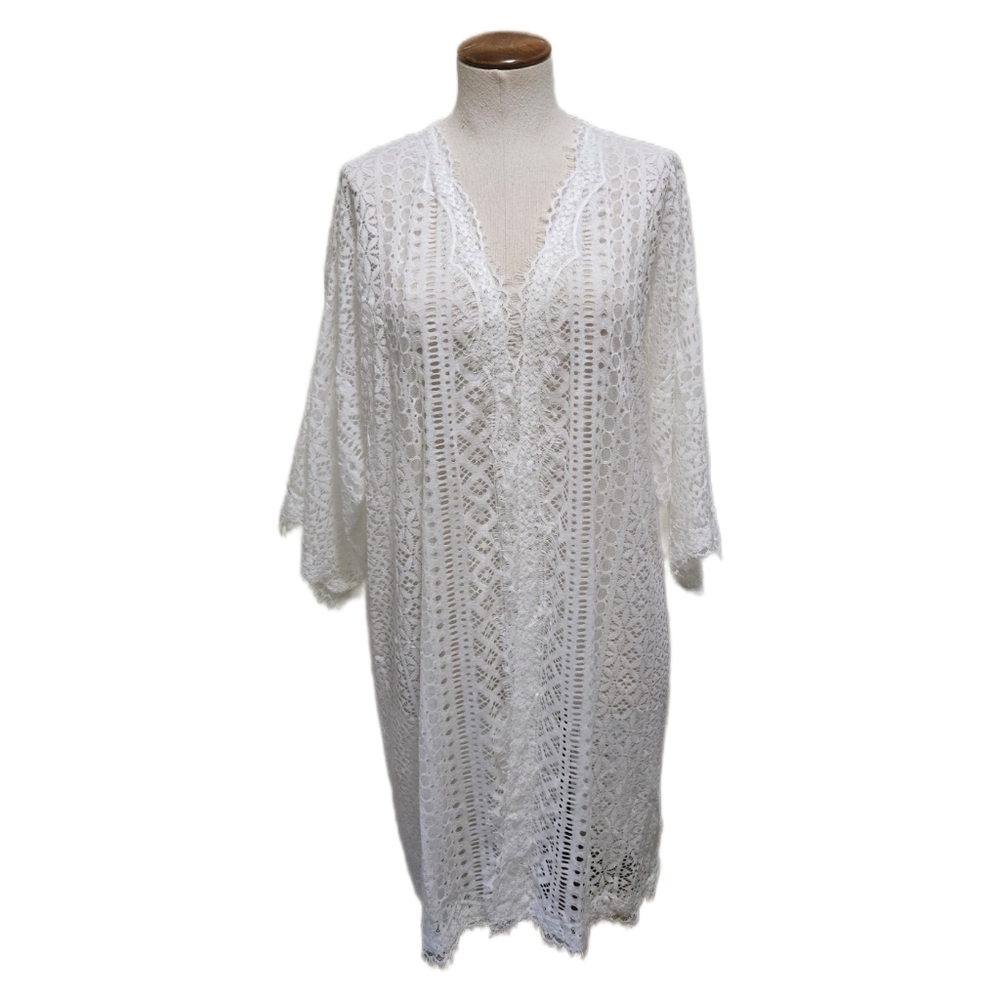 David's Bridal Hannah Lace Robe *Without Belt In Ivory White S/M